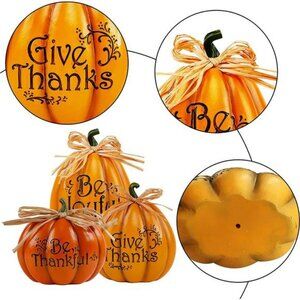 Thanksgiving Decorations Set of 3 Resin Pumpkins